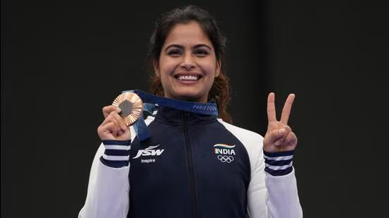 Manu Bhaker with Olympic medal