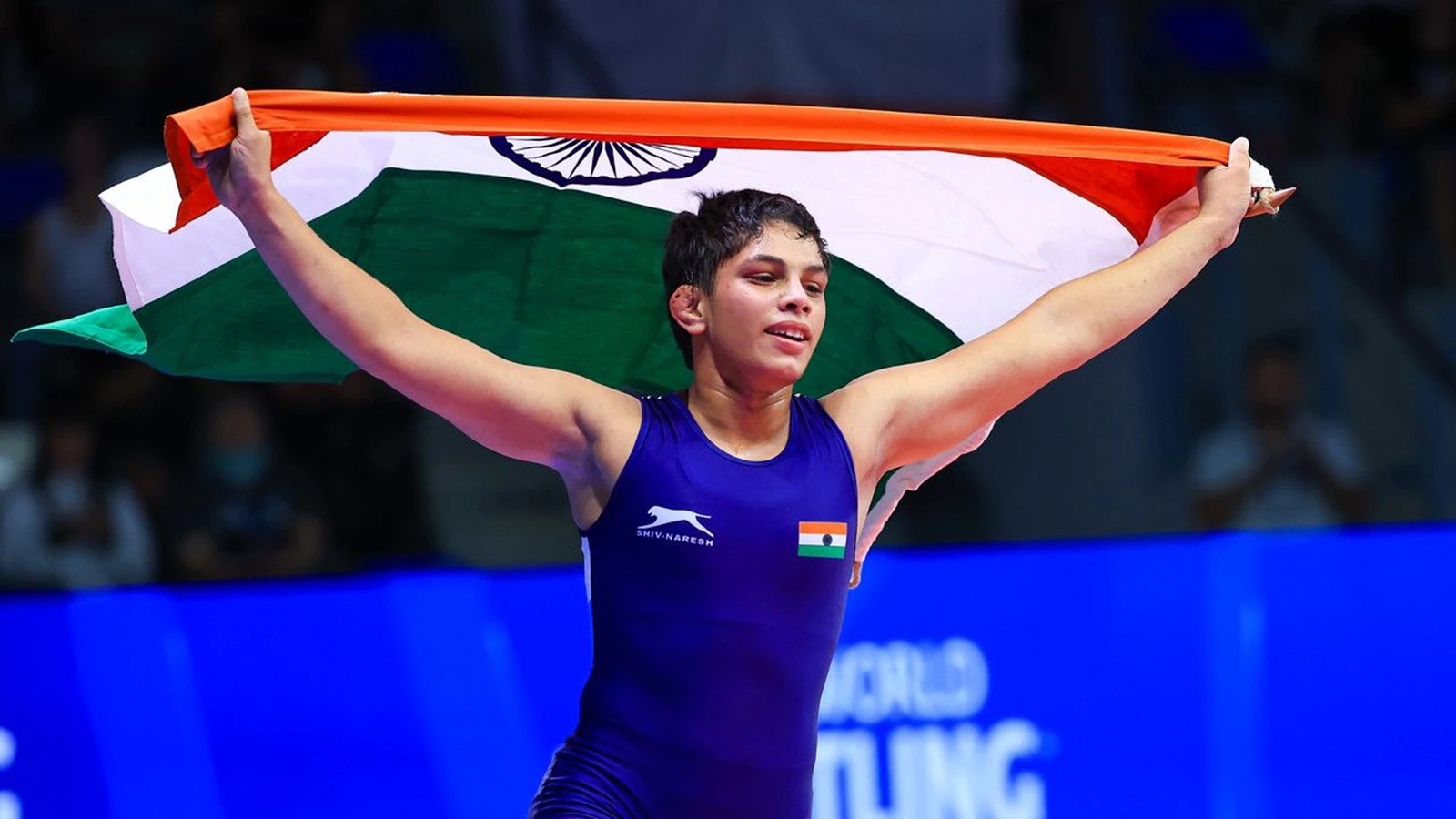 Tapasya Gehlavat with the Indian flag